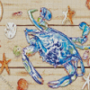 Blue Crab And Seashells Diamond Painting