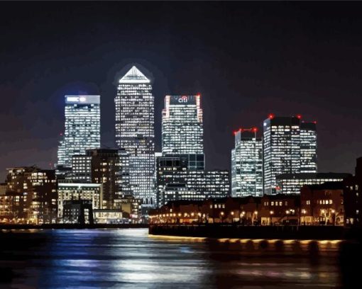 Canary Wharf At Night Diamond Painting