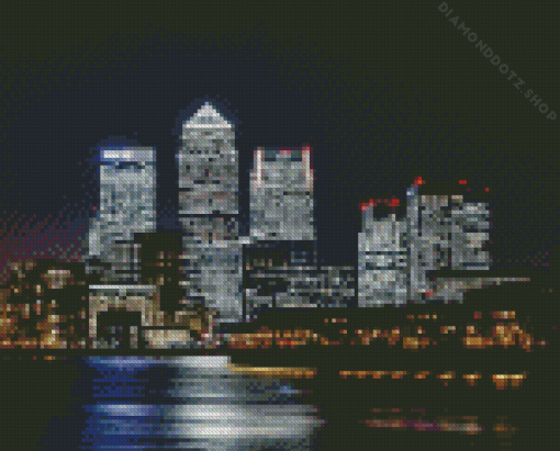 Canary Wharf At Night Diamond Painting