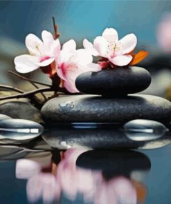 Cherry Blossom And Zen Stones Diamond Painting