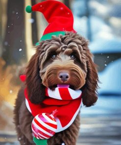 Christmas Labradoodle Puppy Diamond Painting