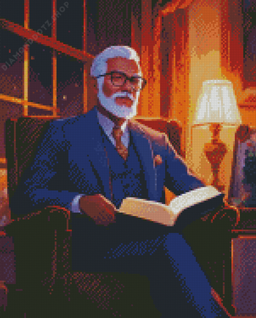 Classy Man Reading Book Diamond Painting