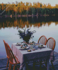 Dinner Table By Lake Diamond Painting