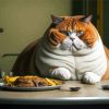 Fat Cat Eating On Table Diamond Painting