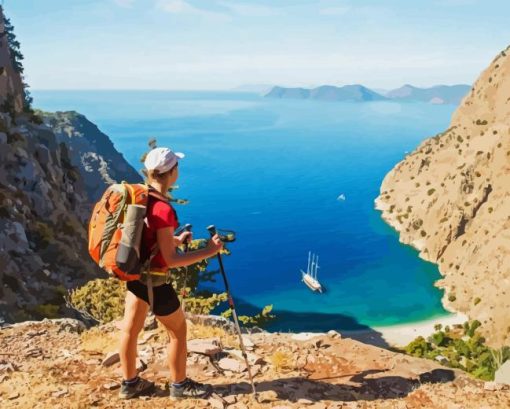 Girl Hiking In Lycian Way Diamond Painting