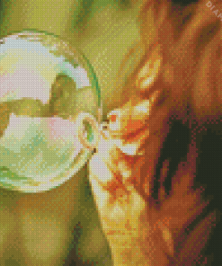 Girl Blowing Bubble Diamond Painting