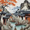 Illustration Chinese Village Diamond Painting