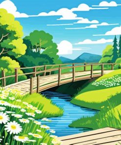 Wooden Bridge Landscape Diamond Painting