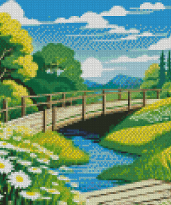 Wooden Bridge Landscape Diamond Painting