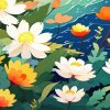 Illustration Water Lilies Diamond Painting