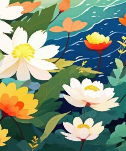 Illustration Water Lilies Diamond Painting