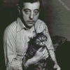 Jacques Prevert With Cat Diamond Painting