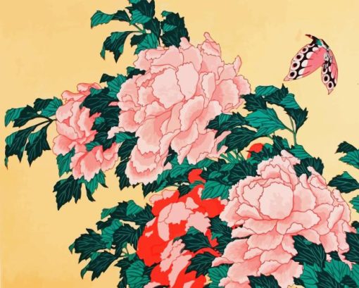 Katsushika Hokusai Peony And Butterfly Diamond Painting