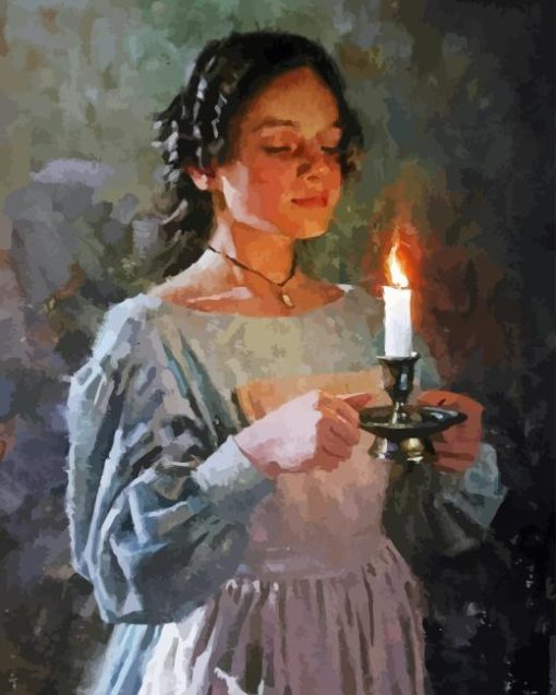 Lady And Candle Diamond Painting