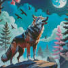 Moon Wolf And Eagles Diamond Painting