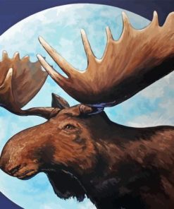 Moose And Moon Diamond Painting