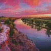 Murray River With Pink Sunset Diamond Painting