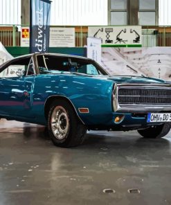 Old Blue Dodge Charger 1970 Diamond Painting