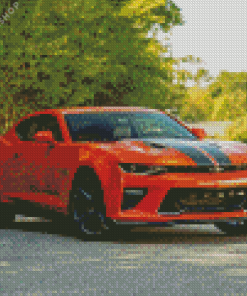 Orange Camaro Car Diamond Painting