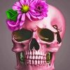 Pink Skull And Flower Diamond Painting