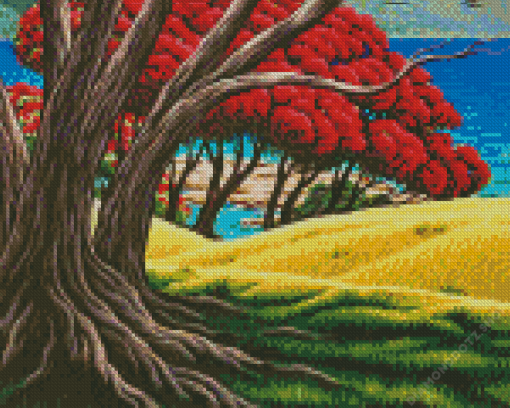 Red Pohutukawa Diamond Painting