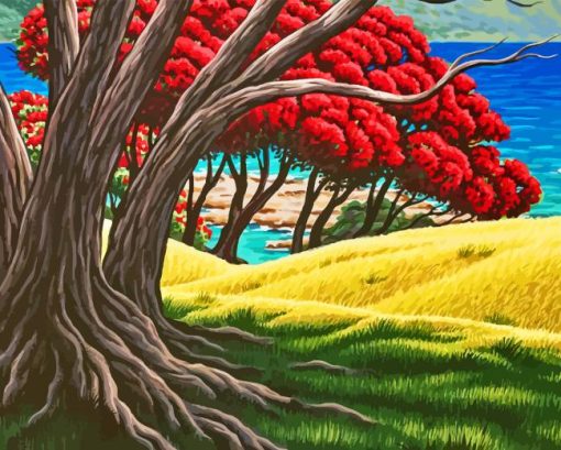 Red Pohutukawa Diamond Painting