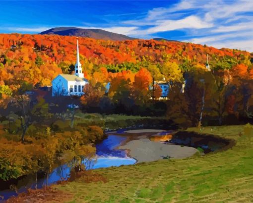 Stowe Fall Vermont Diamond Painting