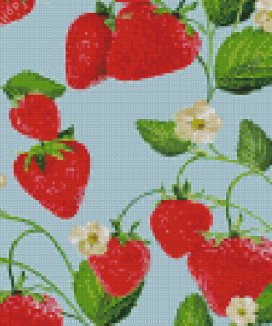 Strawberries Tree And Flowers Diamond Painting