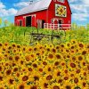 Sunflowers And Barn Diamond Painting