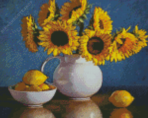 Sunflowers Vase And Lemons Diamond Painting