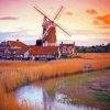 Sunset At Cley Windmill Diamond Painting