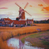 Sunset At Cley Windmill Diamond Painting