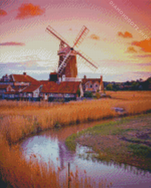 Sunset At Cley Windmill Diamond Painting