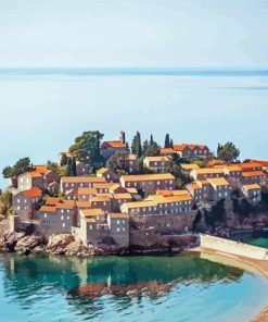 Sveti Stefan Montenegro Town Diamond Painting