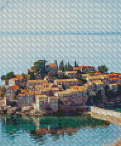 Sveti Stefan Montenegro Town Diamond Painting