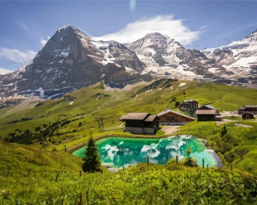 Switzerland Grindelwald Village Diamond Painting