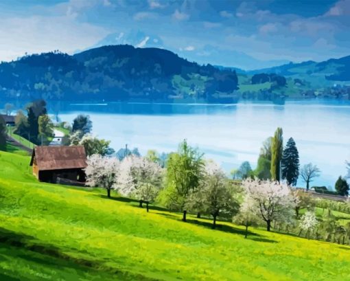 Switzerland Zug Lake Diamond Painting