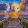 Tequesta Beach Boardwalk Sunset Diamond Painting