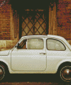 Vintage White Fiat 500 Diamond Painting