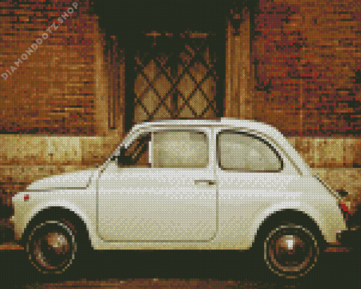 Vintage White Fiat 500 Diamond Painting