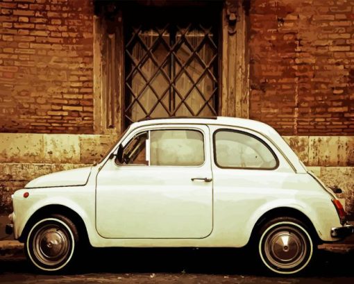 Vintage White Fiat 500 Diamond Painting