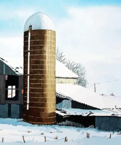 Winter Barn With Silo Diamond Painting