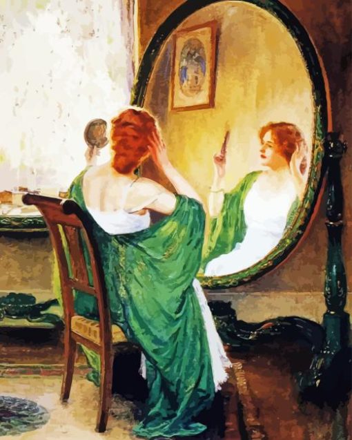 Woman In Mirror Diamond Painting