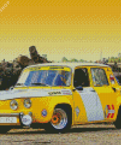 Yellow Renault 8 Car Diamond Painting