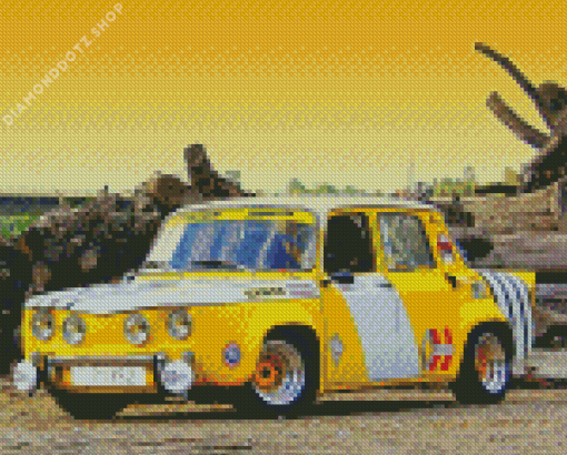 Yellow Renault 8 Car Diamond Painting