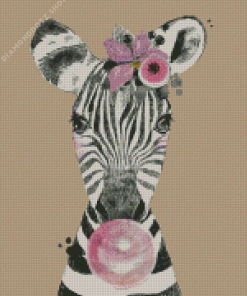 Zebra With Bubble Gum Diamond Painting