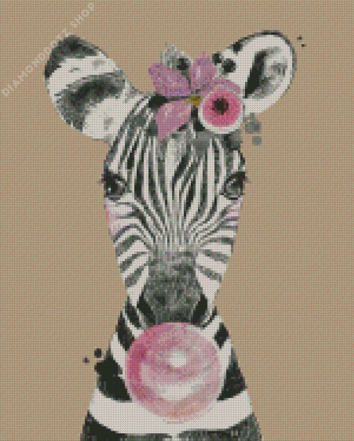 Zebra With Bubble Gum Diamond Painting