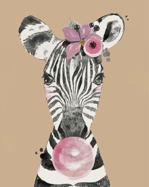 Zebra With Bubble Gum Diamond Painting