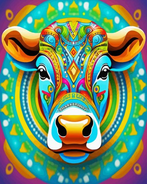 Colorful Mandala Cow Diamond Painting