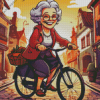 Cool Old Lady On Bicycle Diamond Painting